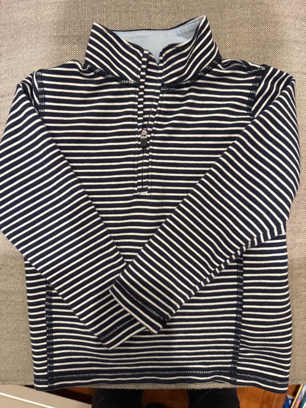 Crewcuts Boys Navy and White Striped Quarter-Zip Sweater 2-3